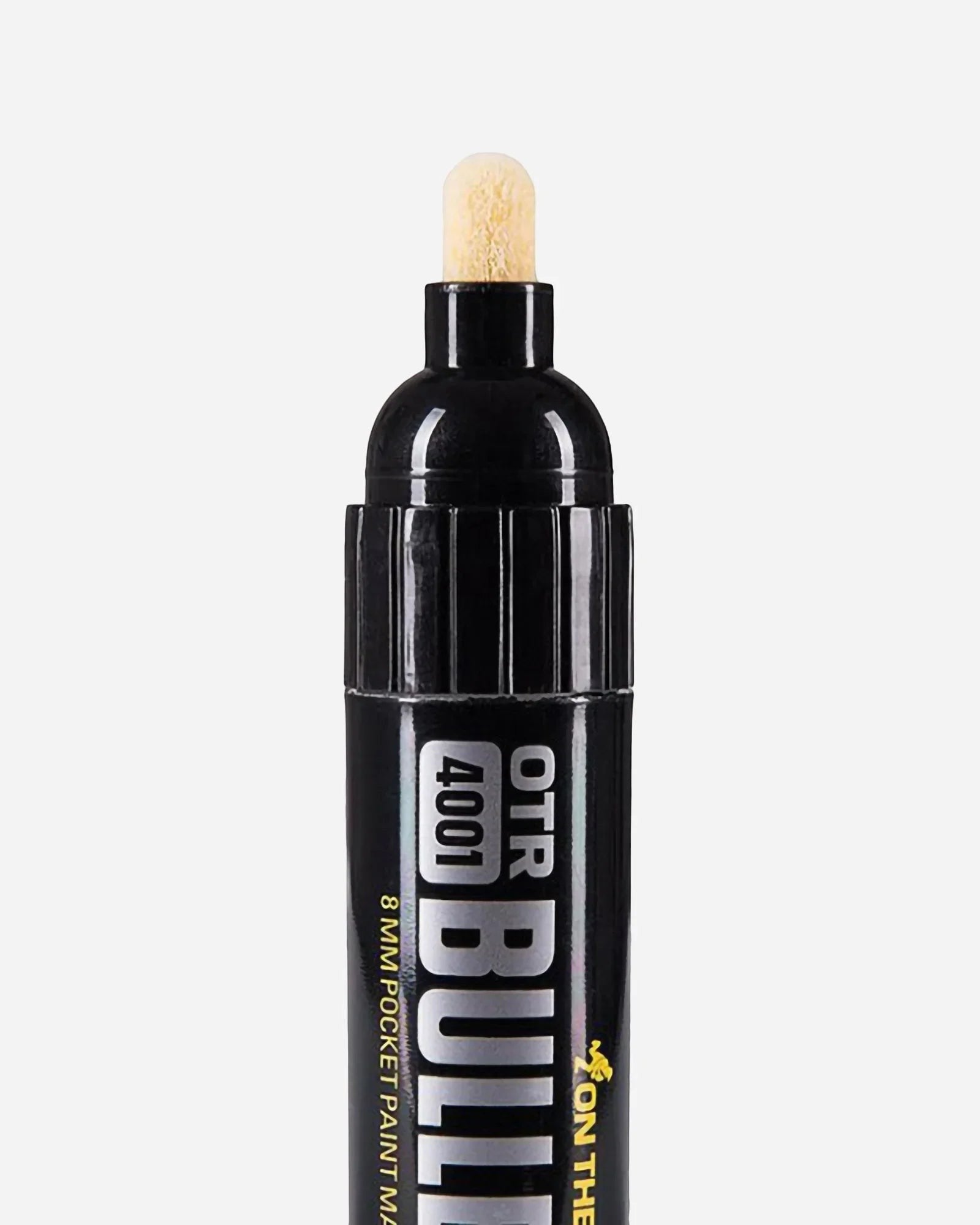 Astrofat OTR.4001 Bullet empty marker with a 8mm round tip, black barrel and yellow text.